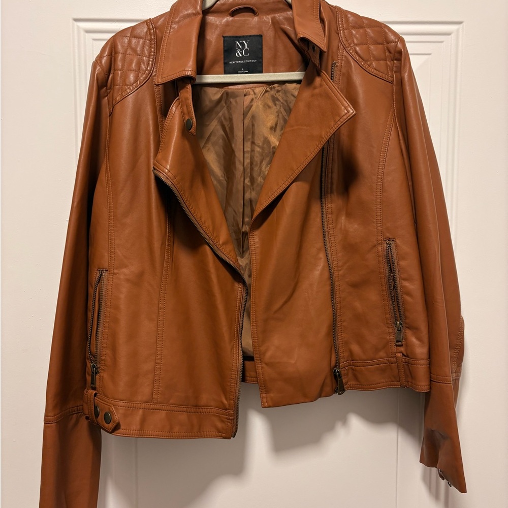 New York & Company Tan Leather Jacket
